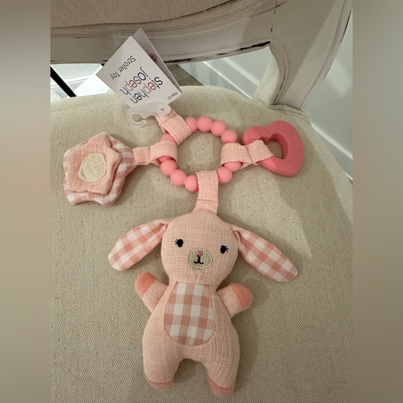 Stephen Joseph NWT Linen Stroller Toy Brynn Bunny - Picture 8 of 8